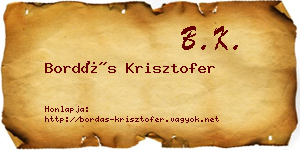 Bordás Krisztofer névjegykártya